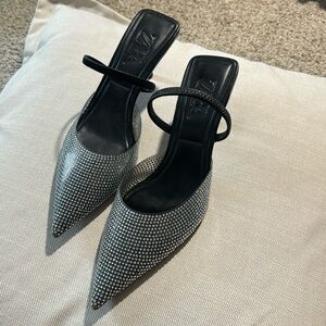 Zara Sparkle Pointed Toe kitten heel